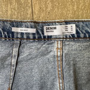 Bershka High Waisted Denim Skirt