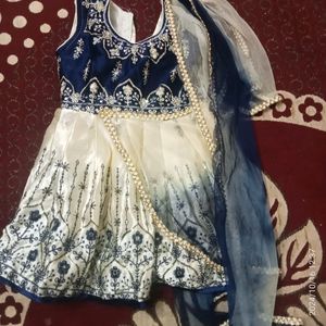 Party Wear Girl Baby Dupatta Attached Frock