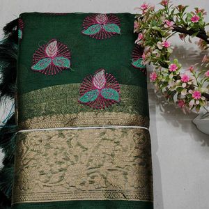 Organza Embroidery Work Saree