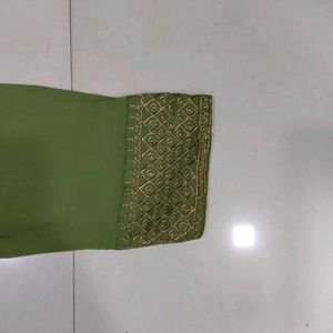 Olive Green Silk Suit With Dupatta