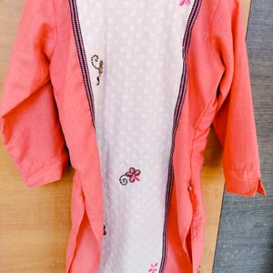 Heavy Embroidery Pink Kurti