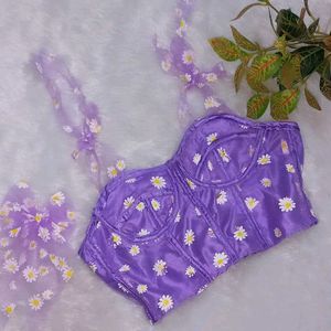 Lilac Daisy Painted Corset