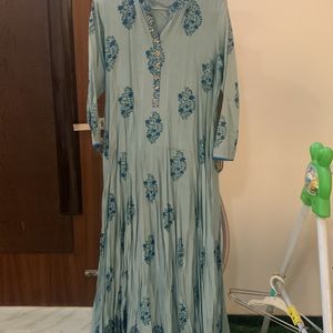 Cotton Jaipuri Print Anarkali Gown