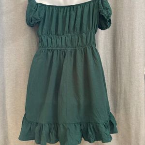 Plus Size Off Shoulder Green Mini Dress For Women