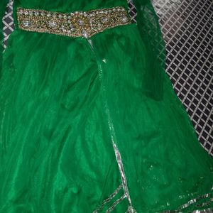 Green Colour Festive Gown