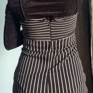 Black N White Strip Bodycon Dress