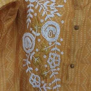 Kurta Set With Schiffli Dupatta