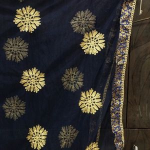 Heavy Embroidered Navy Blue Dupatta