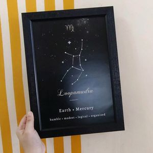 Black Zodiac Photoframe With Name and A Handwritten Note