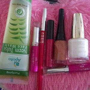 Facewash, Nailpolish, Lipsticks, Lipliner