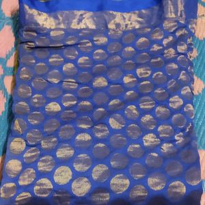 Blue saree with golden Design