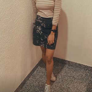 Charcoal Tie & Die Mini Skirt