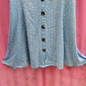 Rio Sky Blue Floral Shirt Dress For Women