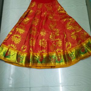 Orange Colour Banarasi Silk Baby Girl Pattu Padava