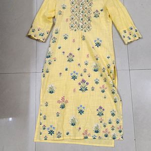 Sunshine Yellow A Line Cotton Kurta