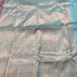 New Lavender And Turquoise Blue Saree For Grabs