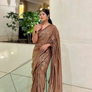 Coffee Brown Georgette Saree