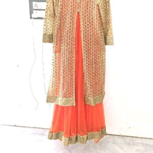 Beautiful Orange Indo Western Gown