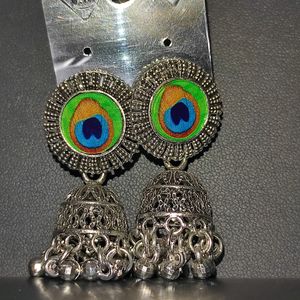 Peacock Oxidised Earrings