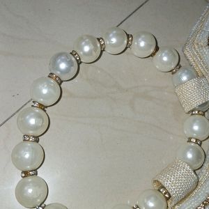 Pearls And Daimond Work Handbag Clutch