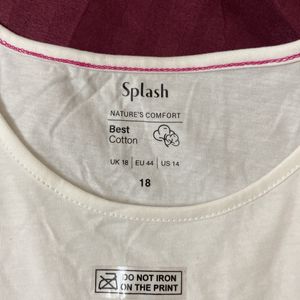 Splash-White Cotton Tshirt