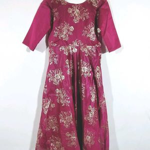 Maroon Floral Print Kurta (Women's)