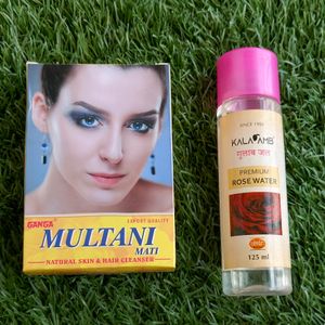 Combo Of Skin Care Set: Rose Water & Multani Mitti