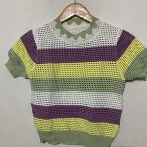 Multicolour Colour Crop Top For Woman