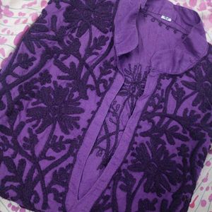 Purple Chikenkari Kurta