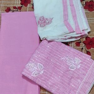 New Fine Pure Cotton Pink Suit Fabric