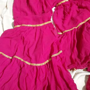 Hot Pink Neck Embroidery Kurta Set