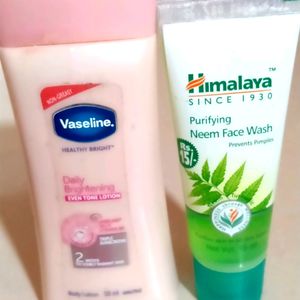 Vaseline Lotion And Himalaya Neem Facewash