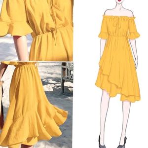 Yellow Off Shoulder Midi Dress