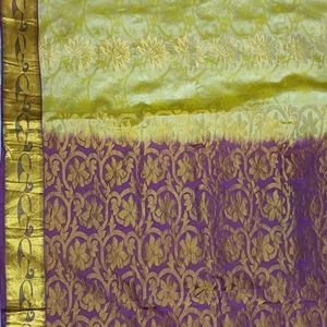 Cream With Grape Purple Silk Saree