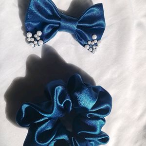 Fancy Bow Clip And Scrunchie Combo