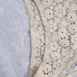 H&M Beige Crochet Lace Bodysuit