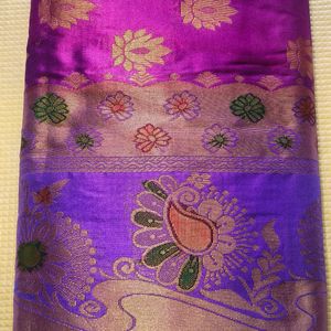 Delicate Touch of Madhubani Cotton Silk Saree