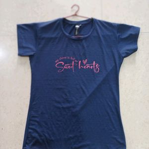 Navy Blue T Shirt With Print