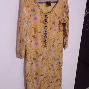 Yellow Floral Print Kurti