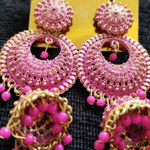 Pink-Golden Earrings