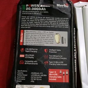 Merlin 20000-mAh Power Bank 20kmAh