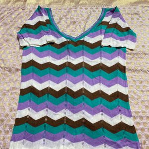 V neck Zig Zag Top