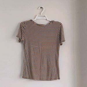 Zara Tshirt Stripes Yellow White Black