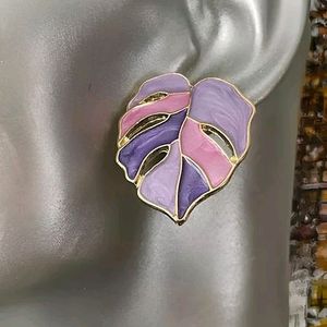 Purple Palm Tree Leaves Earrings