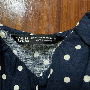 Zara Linen Blend Polkadot Camisole Dress