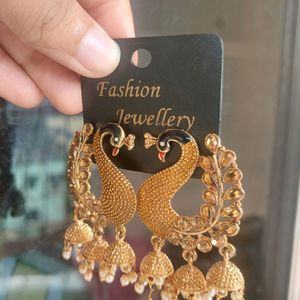 Gold Peacock Ethnic Earrrings