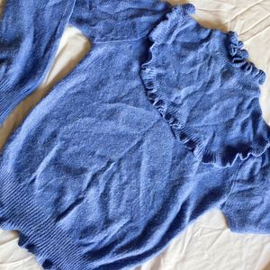 Blue Winter Frill Top Fitted