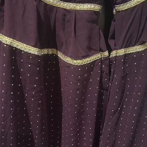 Burgundy Frock Suit For Woman With Dupata