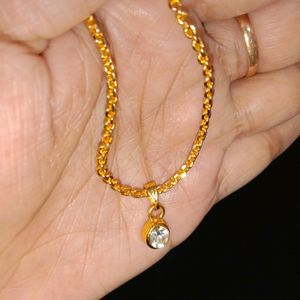 Gold Plated Chain With Diamond Pendant