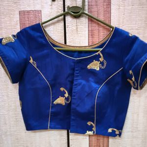 Navy Blue Color Stitched Blouse ,Non Paded Blous